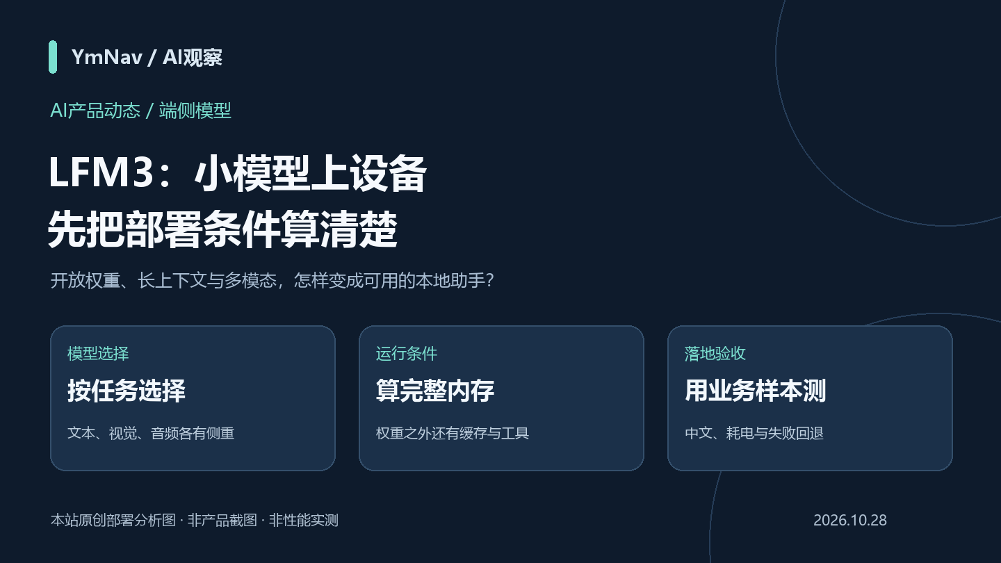 Liquid AI发布LFM3：端侧多模态模型落地，要先算清哪些部署条件